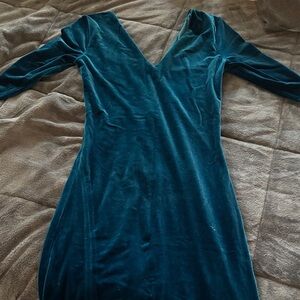 Elegant Teal Velvet Dress